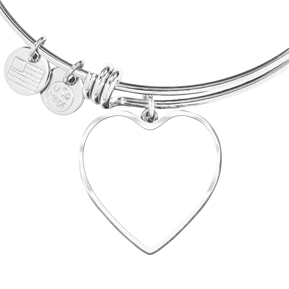 Personalized Heart Bangle Bracelet