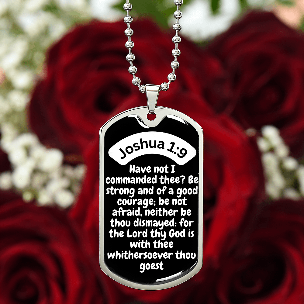 Joshua 1:9 Dog Tag Necklace