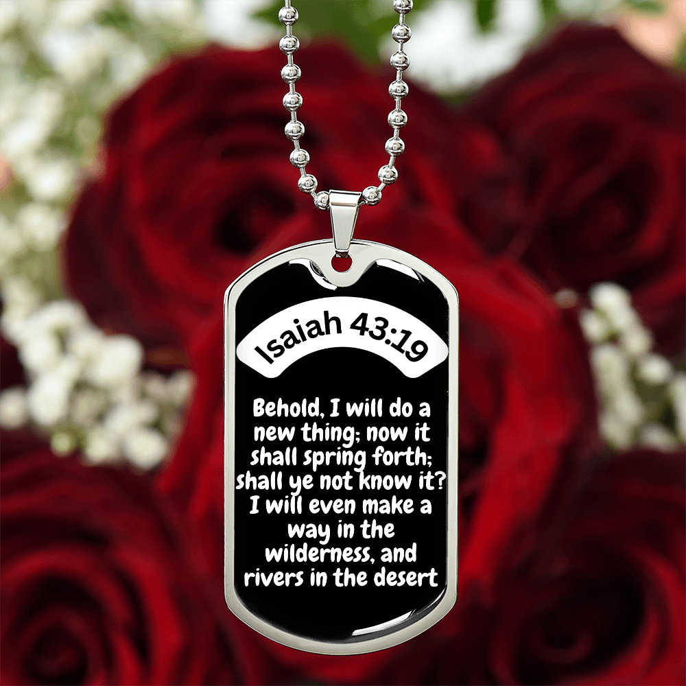 Isaiah 43:19 Dog Tag Necklace