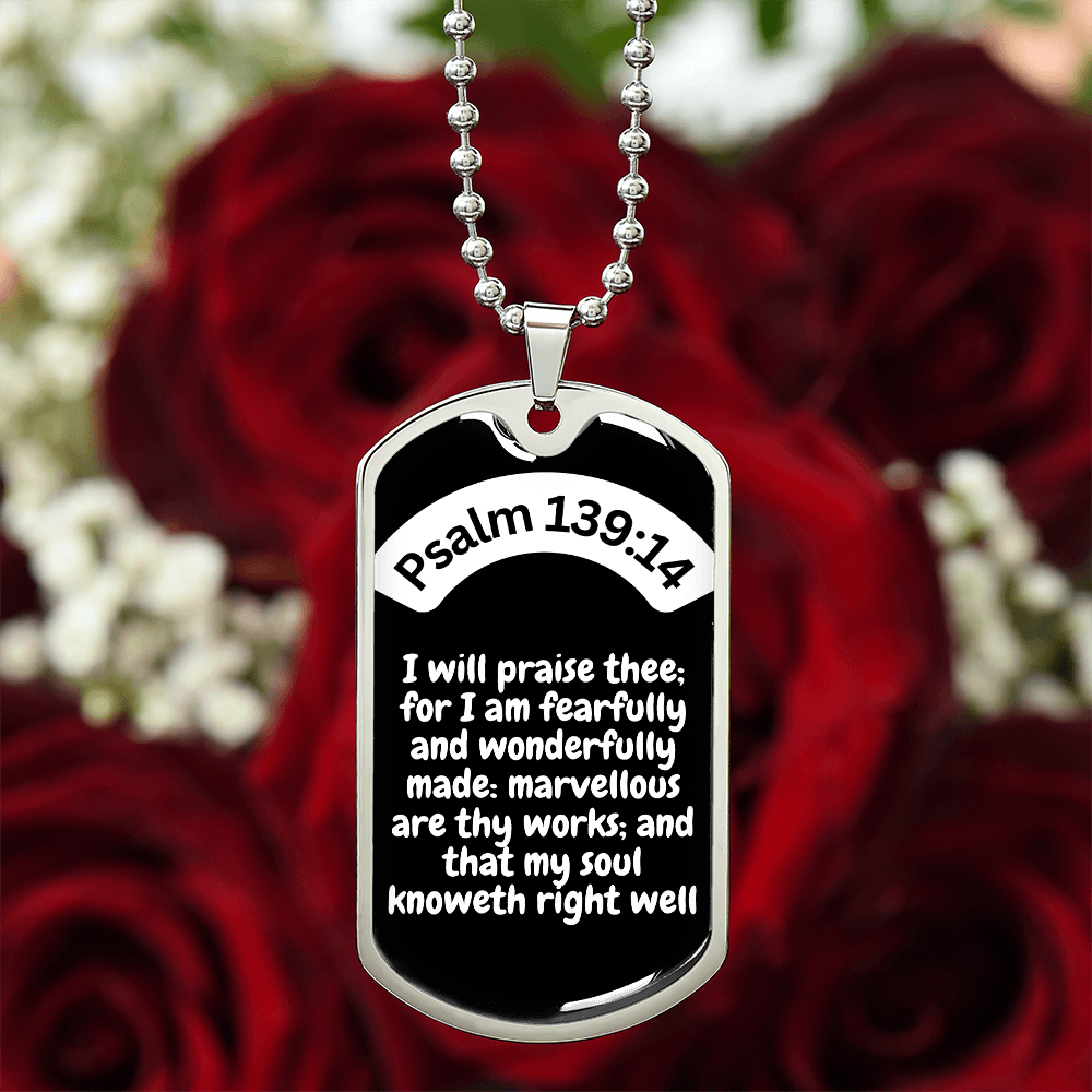 Psalm 139:14 Dog Tag Necklace