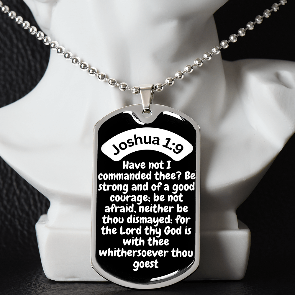 Joshua 1:9 Dog Tag Necklace