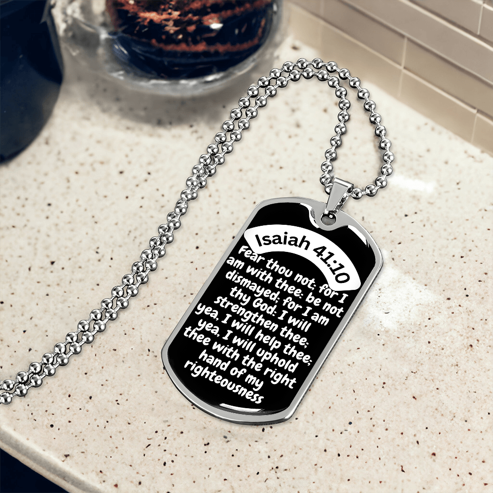 Isaiah 41:10 Dog Tag Necklace