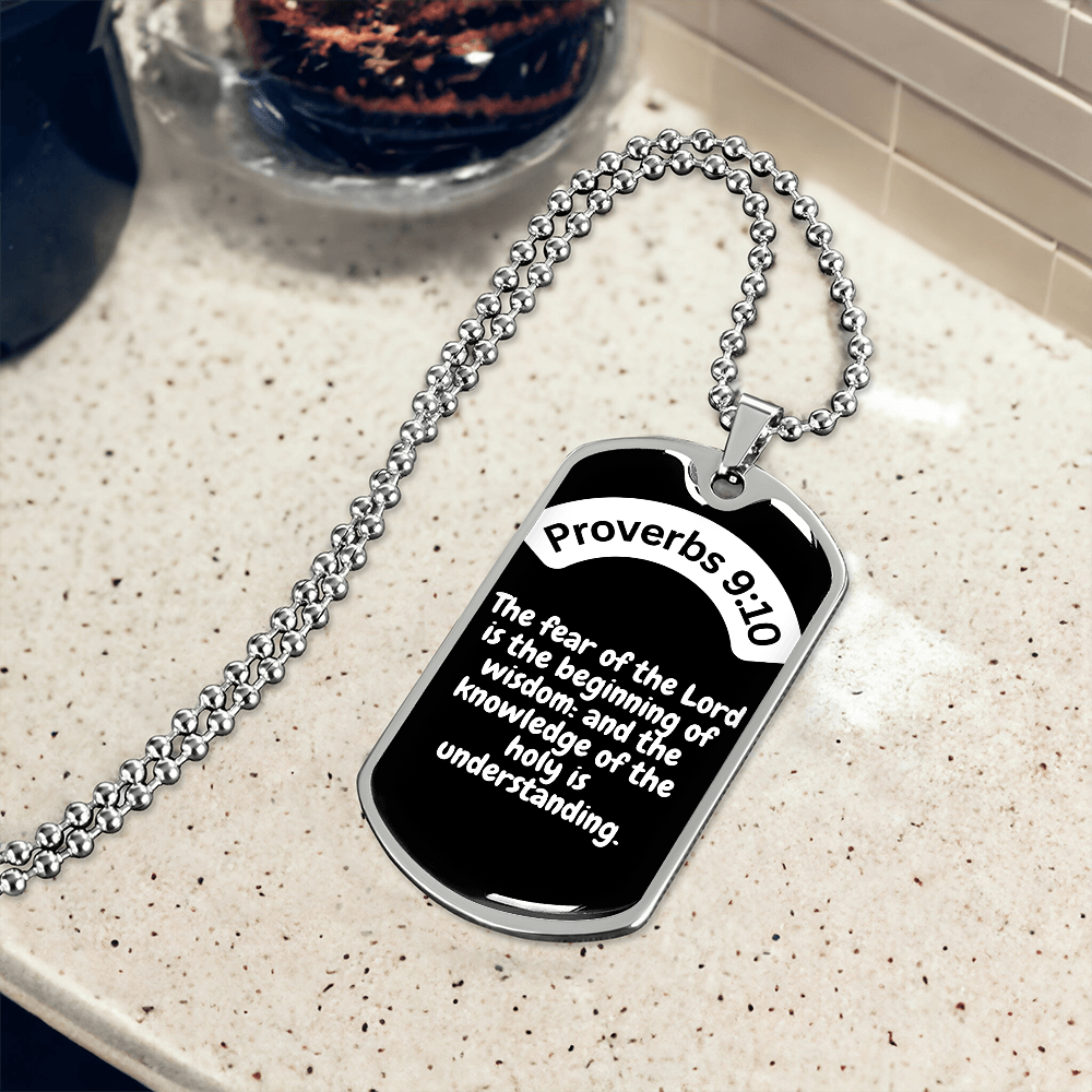 Proverbs 9:10 Dog Tag Necklace