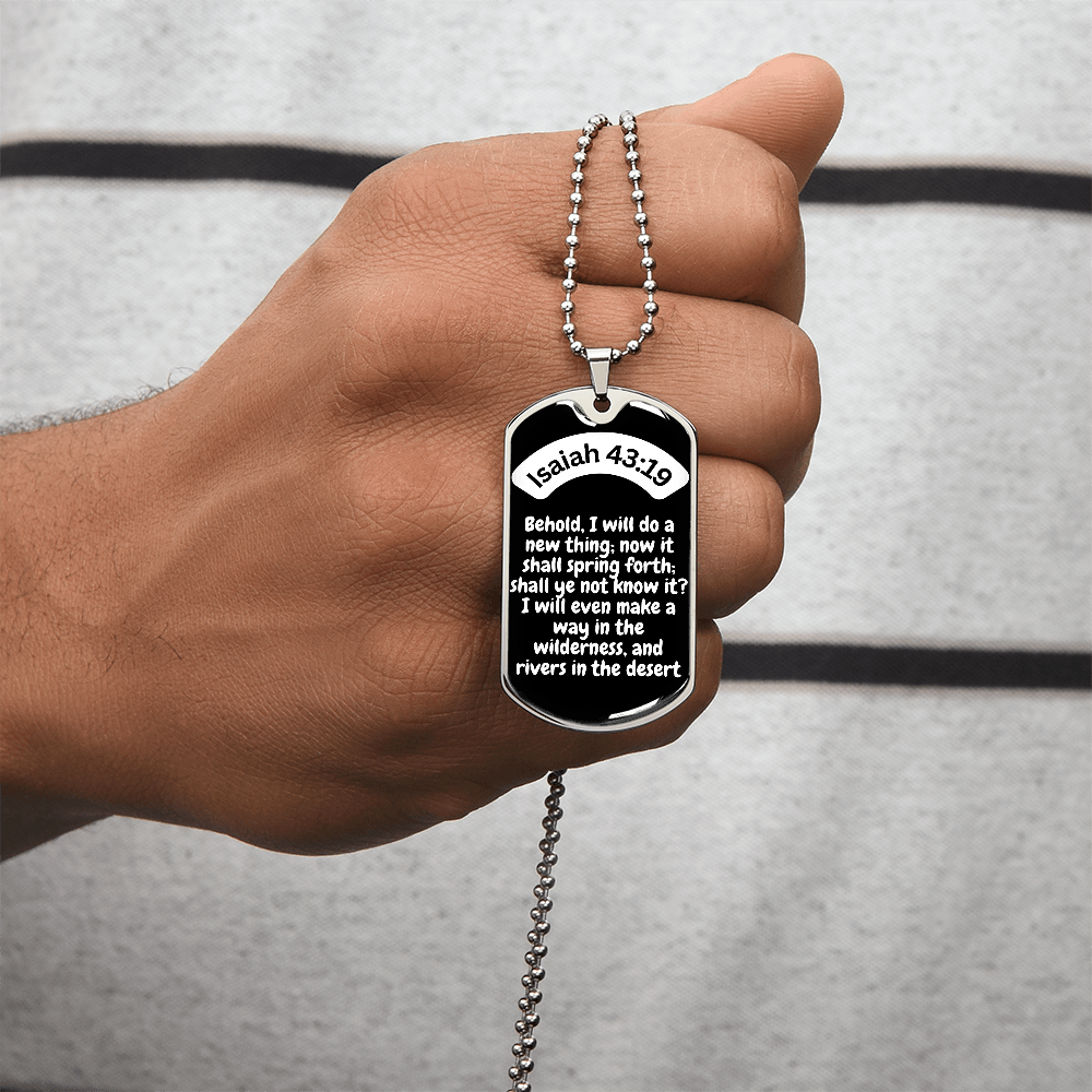 Isaiah 43:19 Dog Tag Necklace