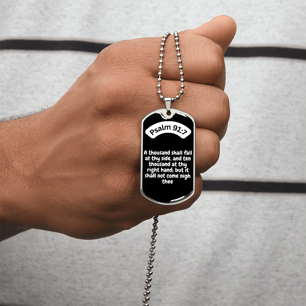 Psalm 91:7 Dog Tag Necklace