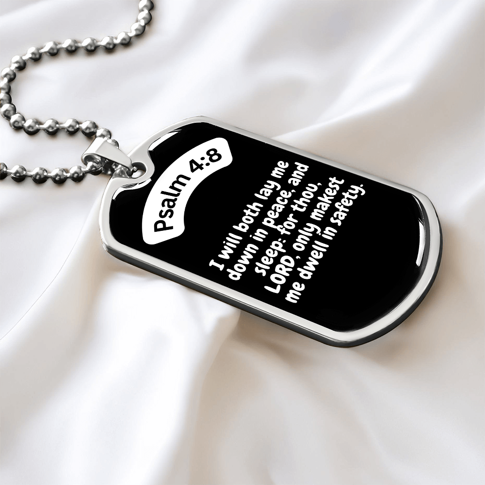 Psalm 4:8 Dog Tag Necklace