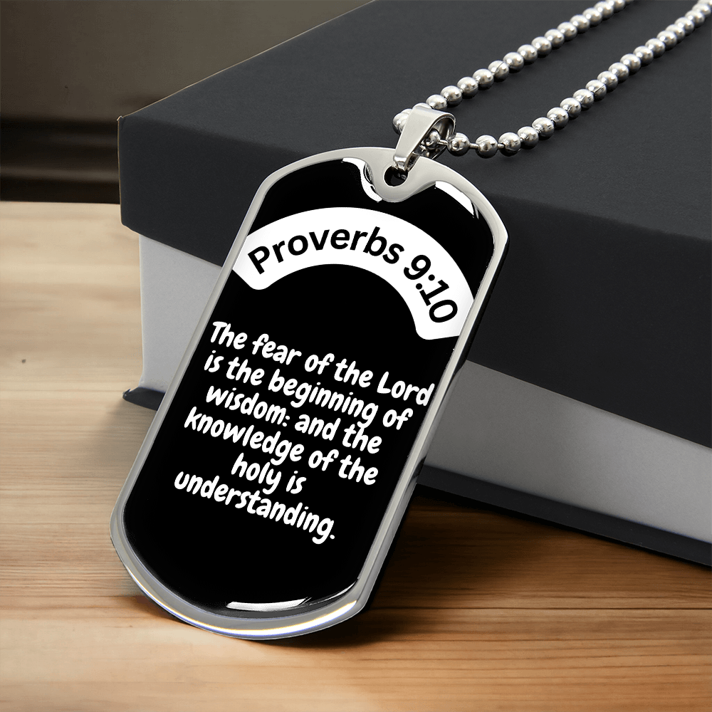Proverbs 9:10 Dog Tag Necklace