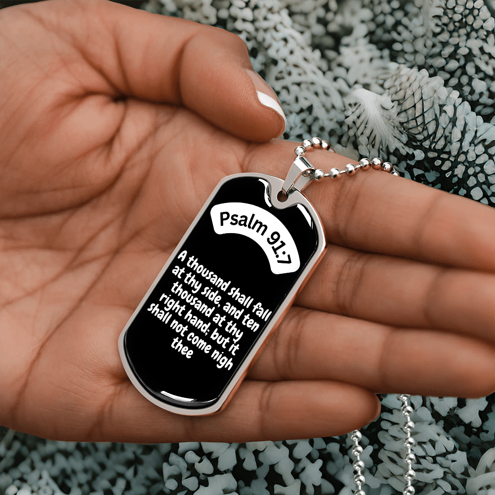 Psalm 91:7 Dog Tag Necklace