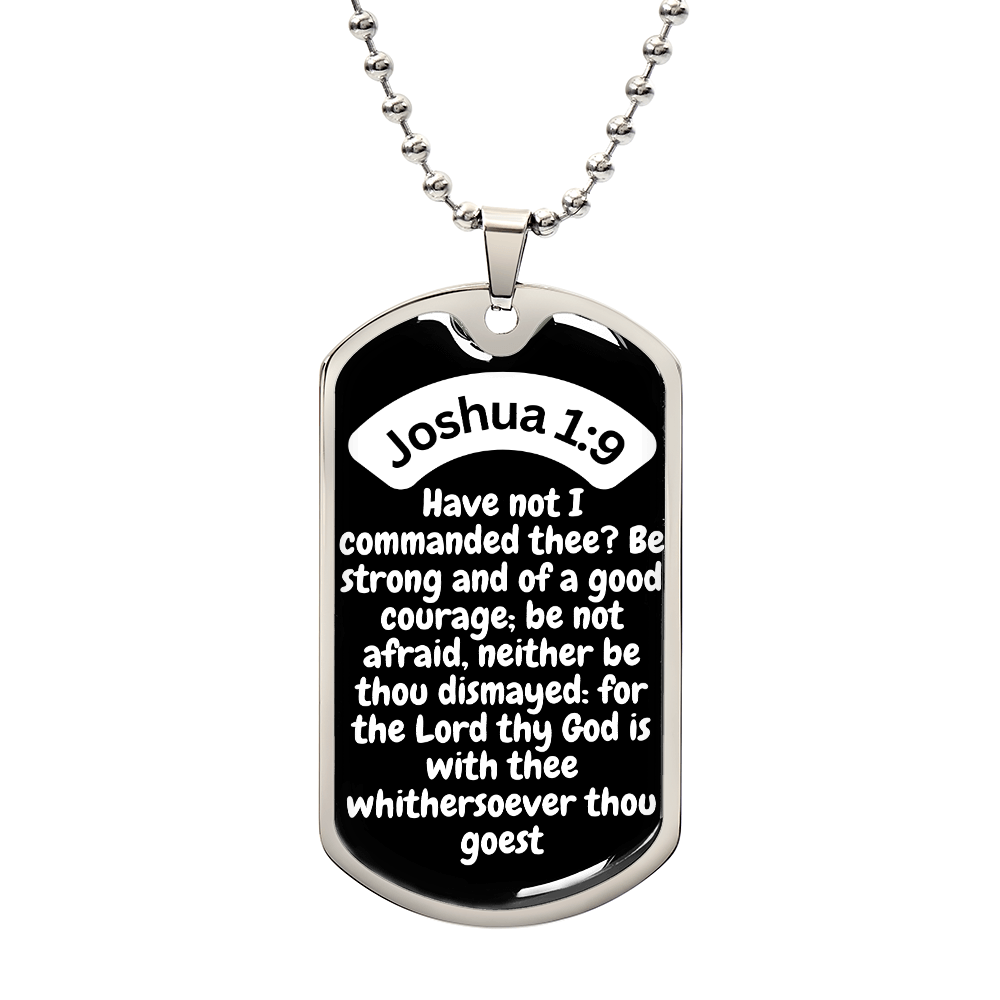 Joshua 1:9 Dog Tag Necklace