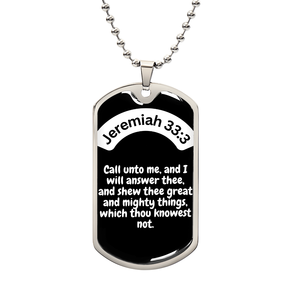 Jeremiah 33:3 Dog Tag Necklace