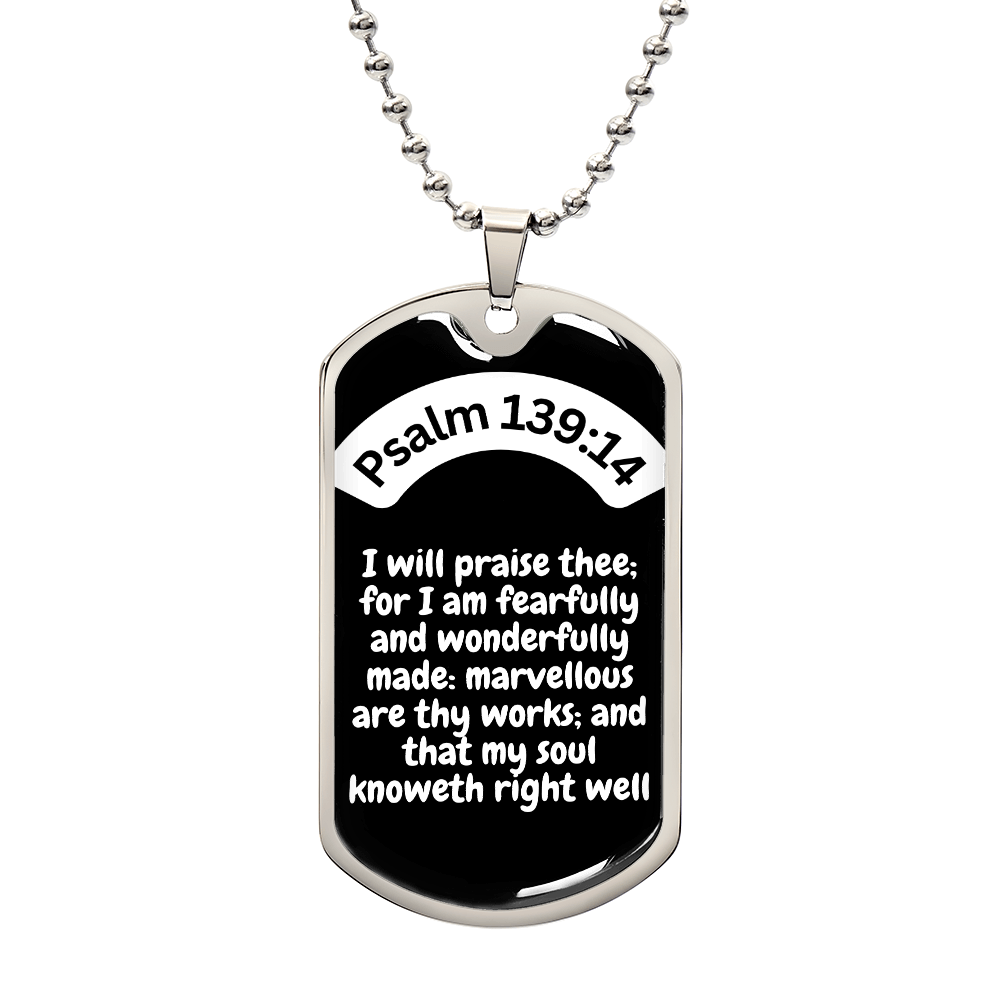 Psalm 139:14 Dog Tag Necklace