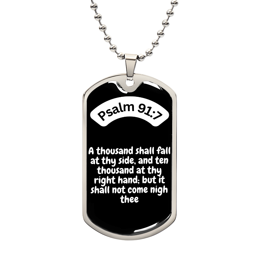 Psalm 91:7 Dog Tag Necklace