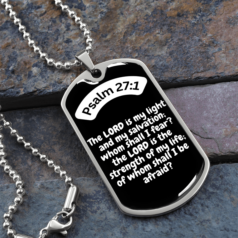 Psalm 27:1 Dog Tag Necklace