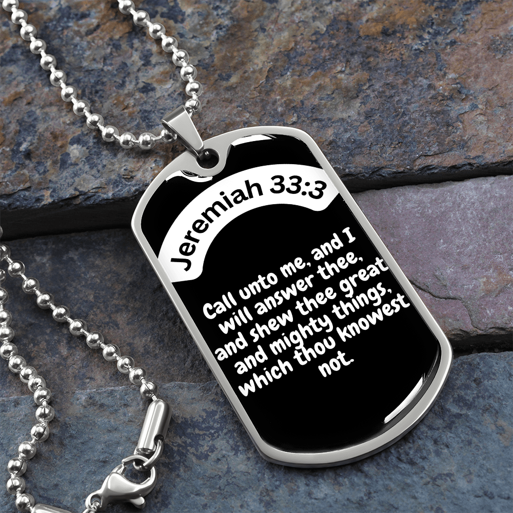Jeremiah 33:3 Dog Tag Necklace