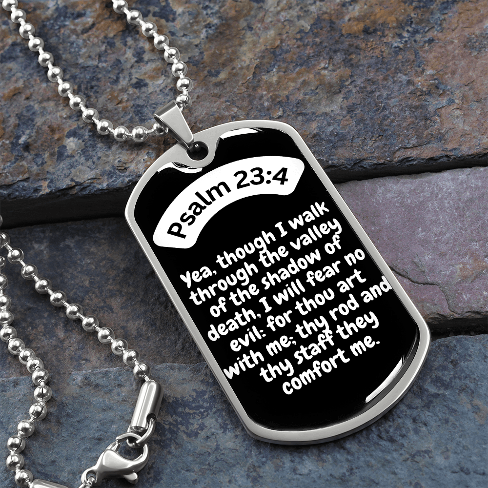 Psalm 23:4 Dog Tag Necklace