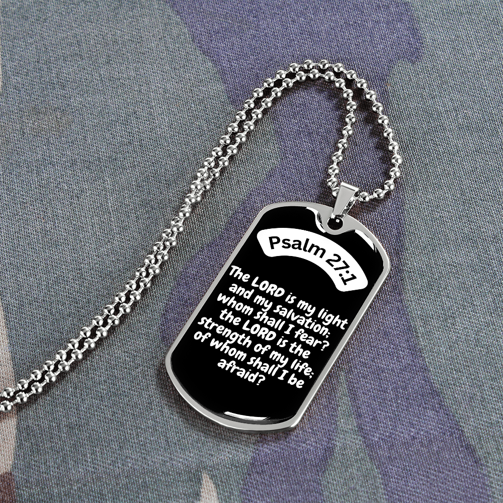 Psalm 27:1 Dog Tag Necklace
