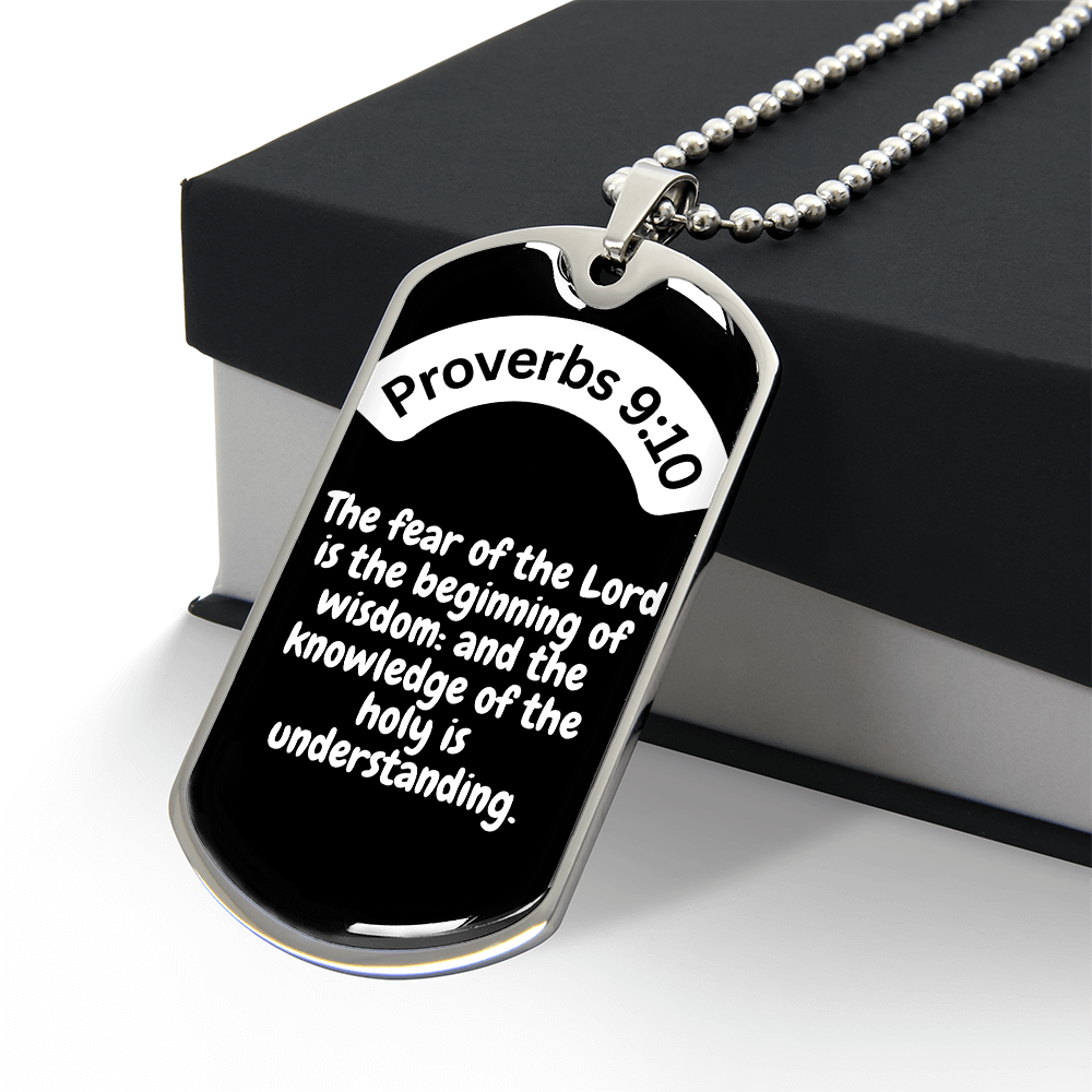 Proverbs 9:10 Dog Tag Necklace