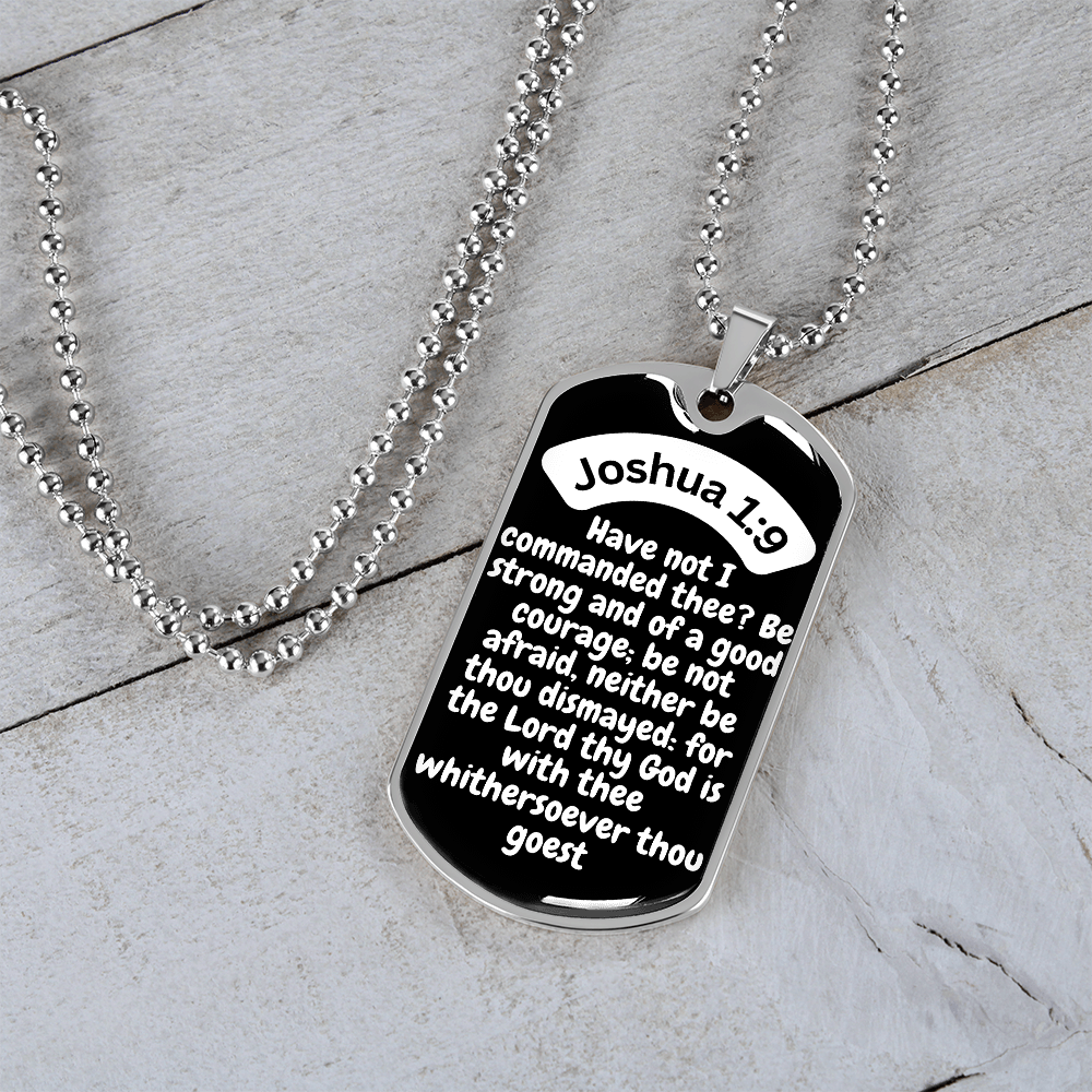 Joshua 1:9 Dog Tag Necklace