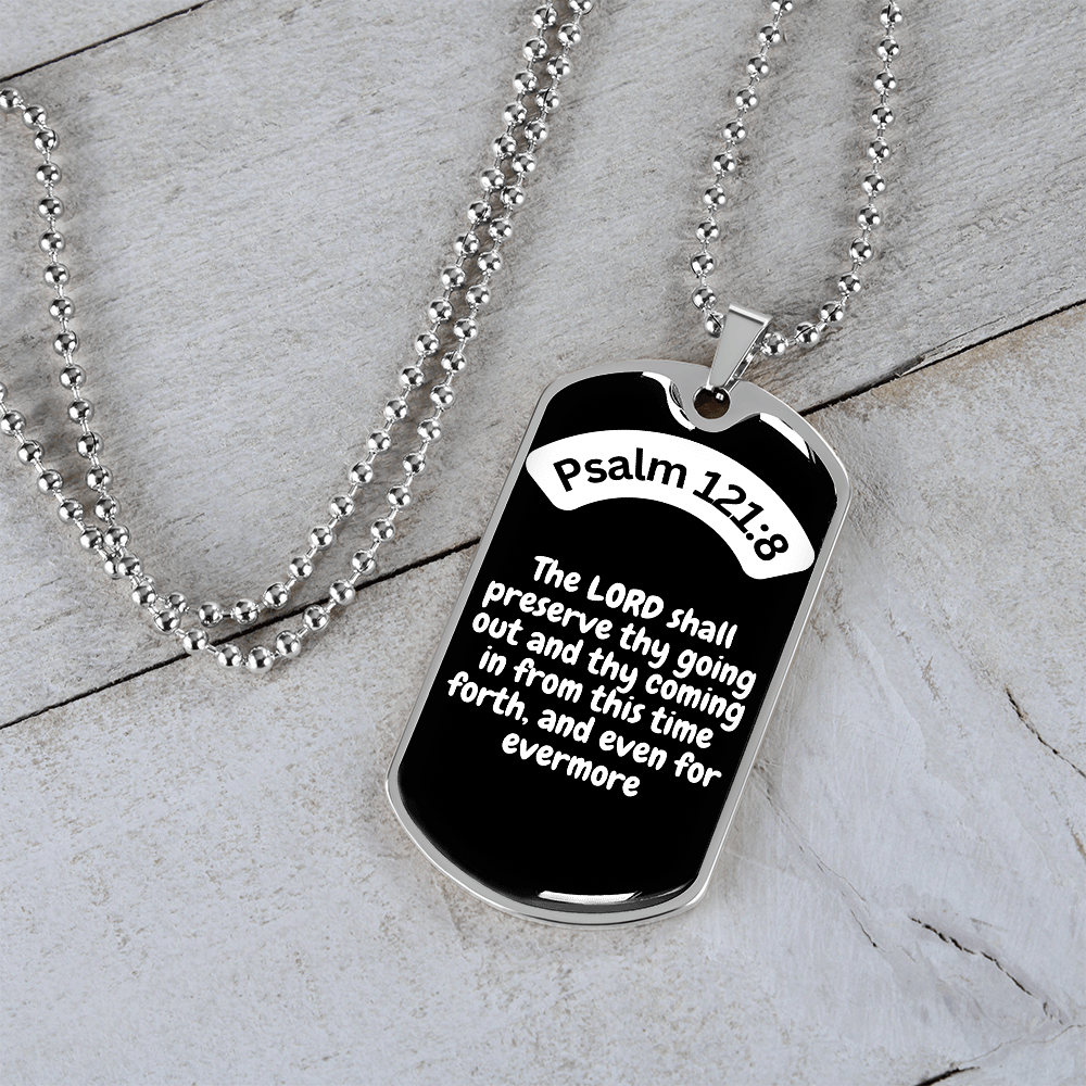 Psalm 121:8 Dog Tag Necklace