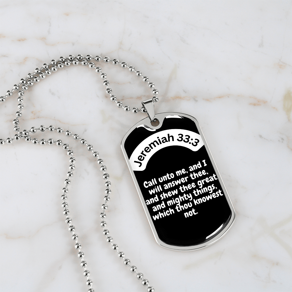 Jeremiah 33:3 Dog Tag Necklace