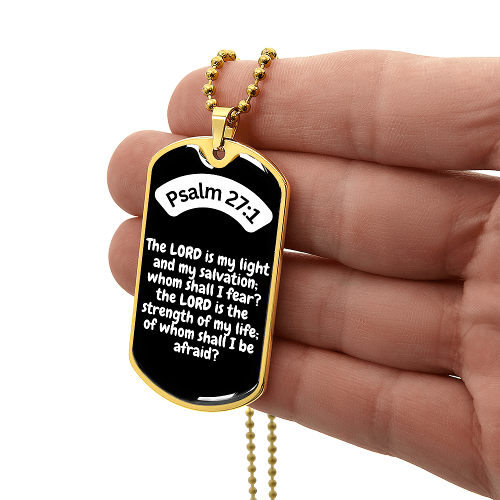 Psalm 27:1 Dog Tag Necklace