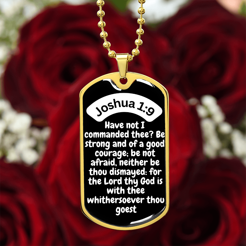Joshua 1:9 Dog Tag Necklace