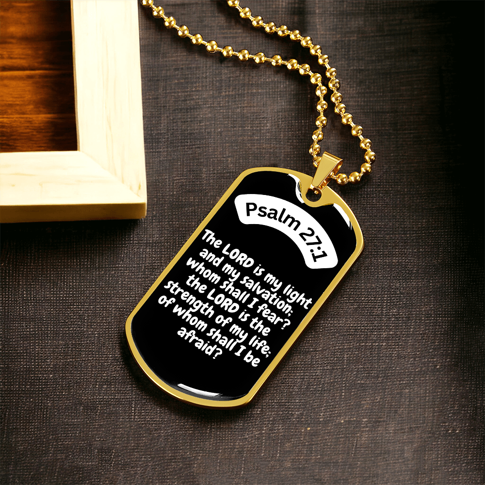 Psalm 27:1 Dog Tag Necklace