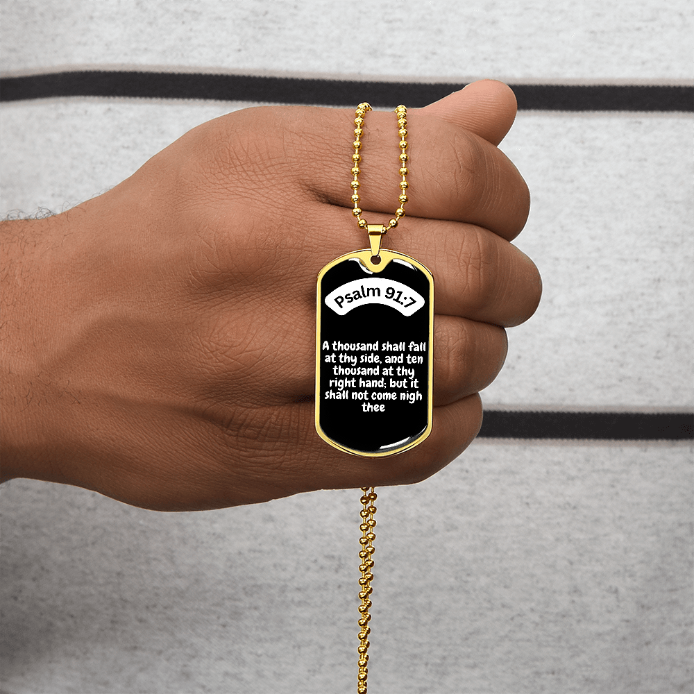 Psalm 91:7 Dog Tag Necklace
