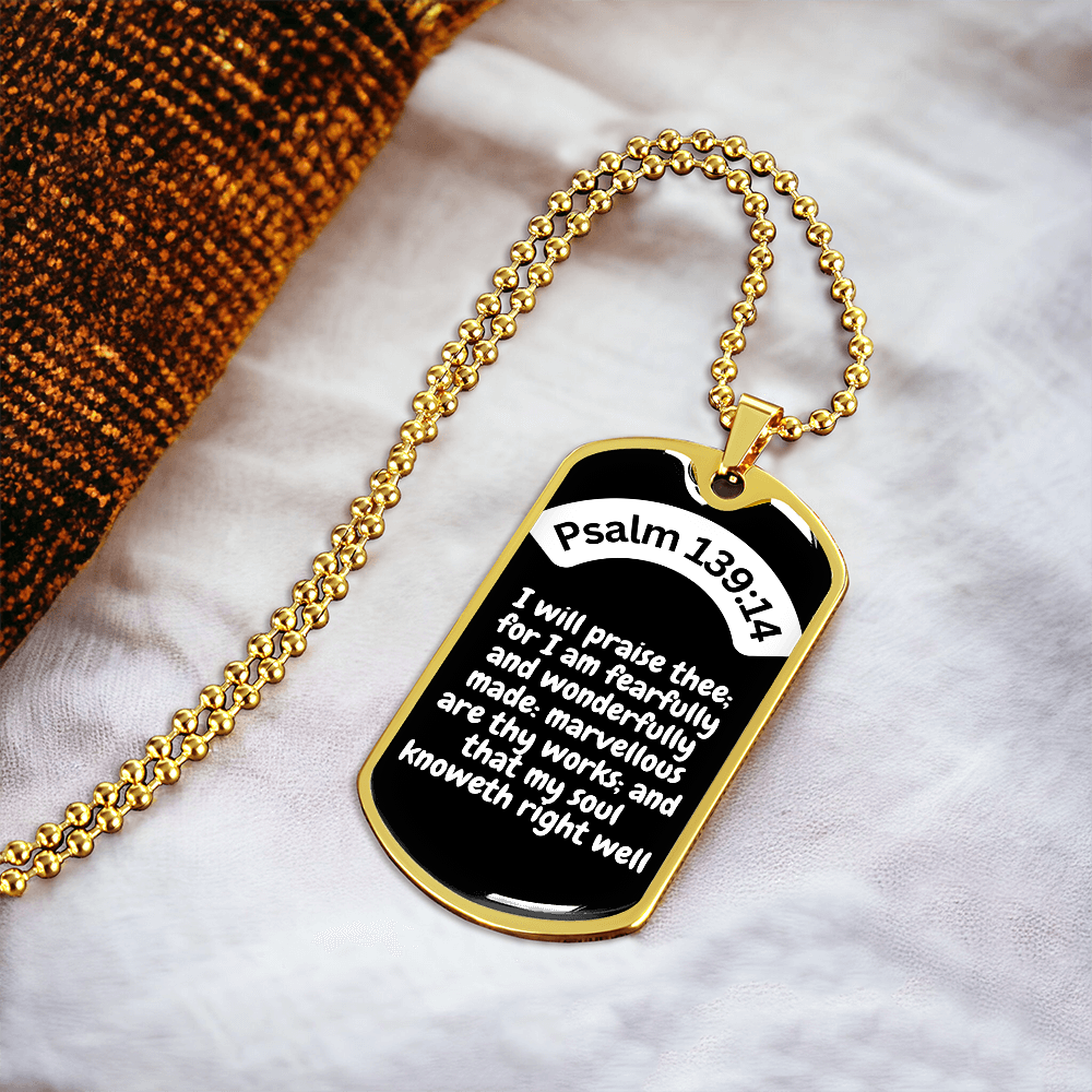 Psalm 139:14 Dog Tag Necklace