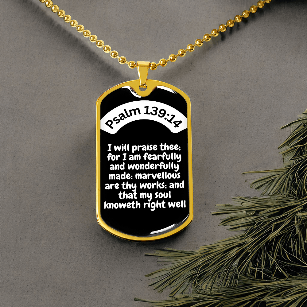 Psalm 139:14 Dog Tag Necklace