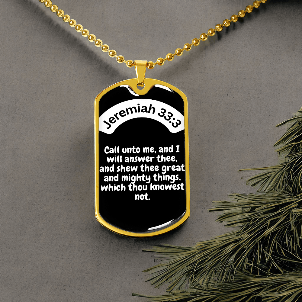 Jeremiah 33:3 Dog Tag Necklace
