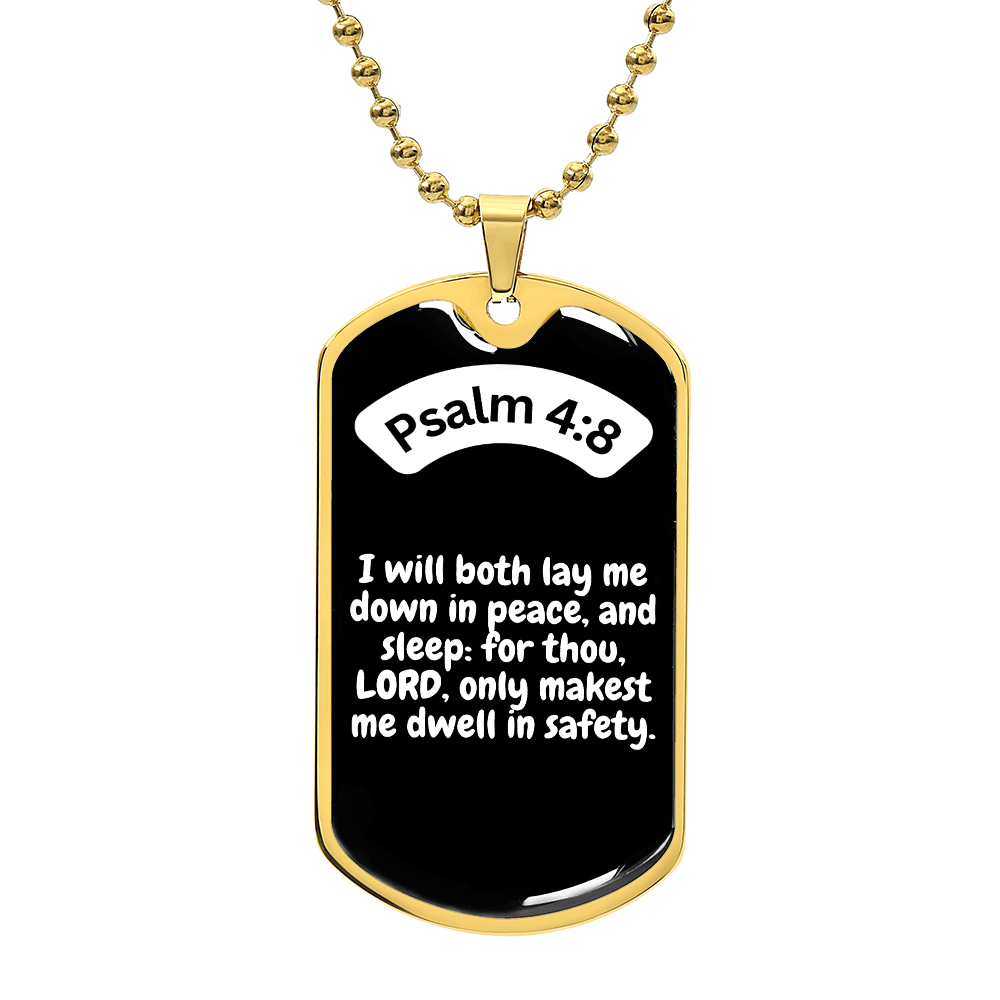 Psalm 4:8 Dog Tag Necklace
