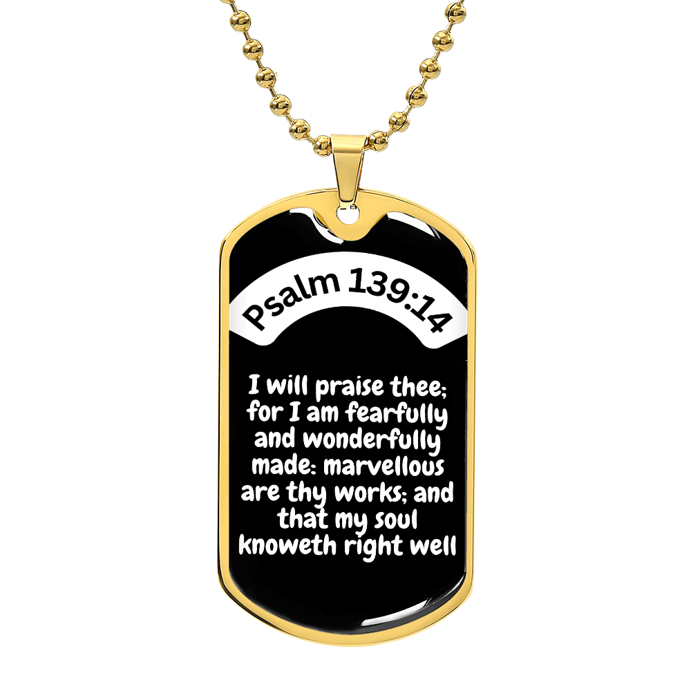 Psalm 139:14 Dog Tag Necklace