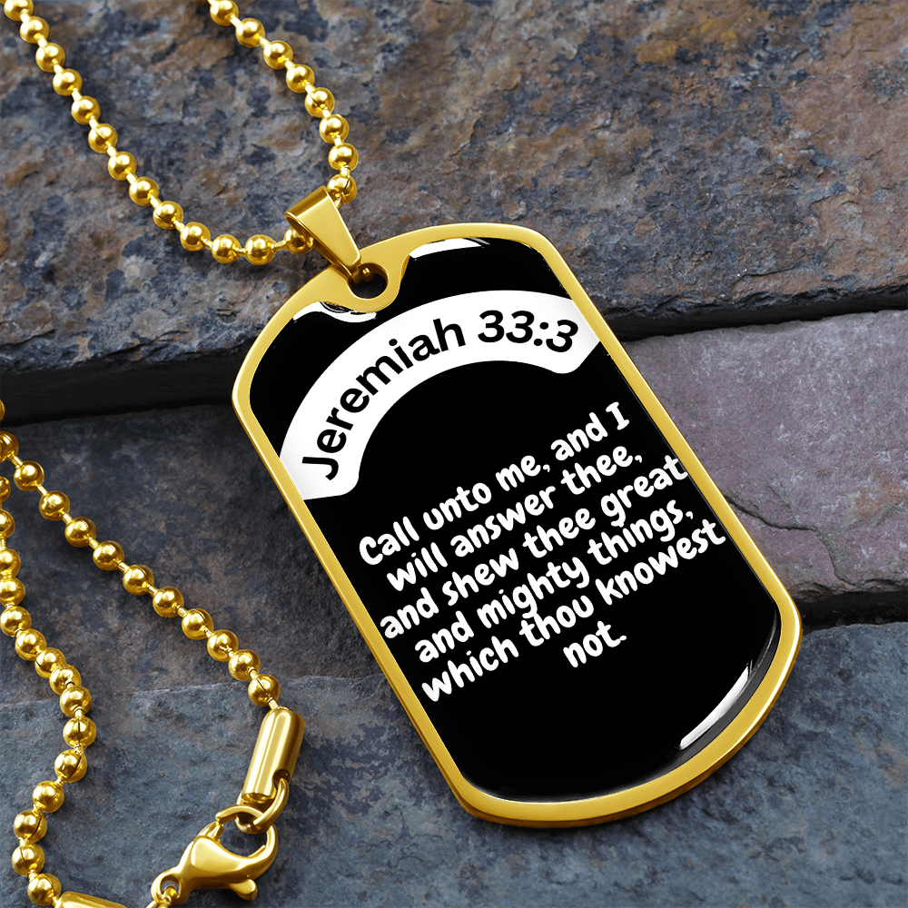Jeremiah 33:3 Dog Tag Necklace