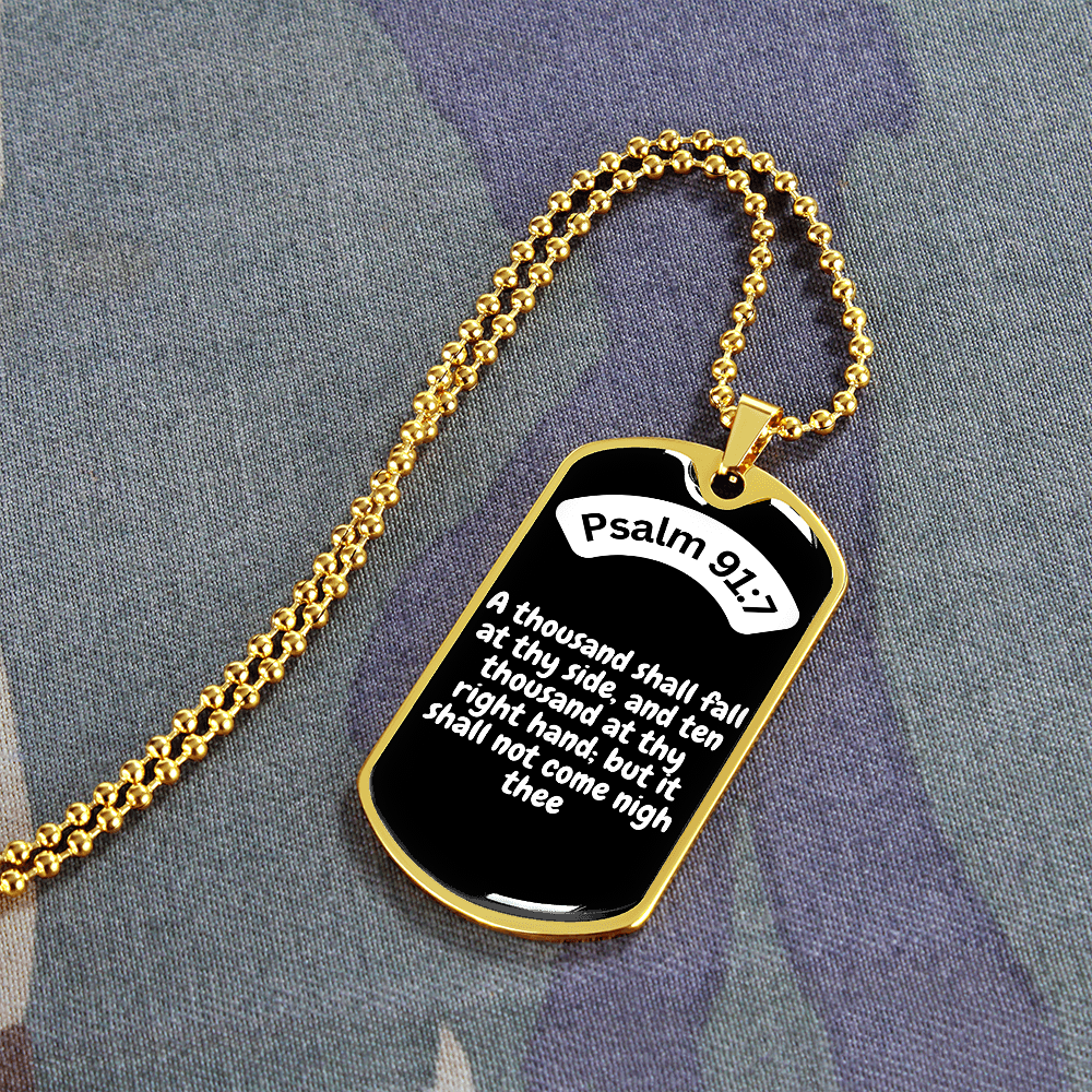 Psalm 91:7 Dog Tag Necklace