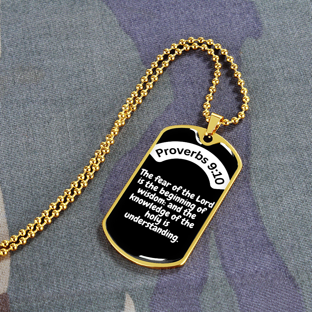 Proverbs 9:10 Dog Tag Necklace