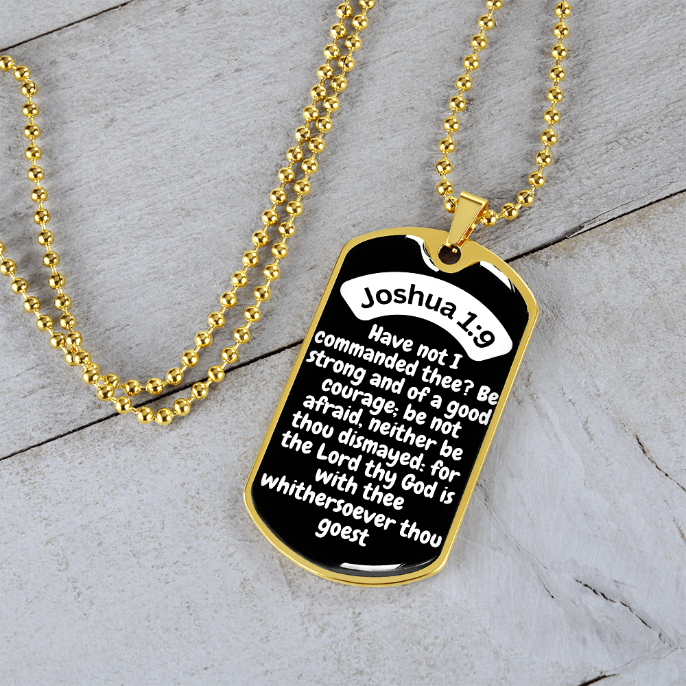 Joshua 1:9 Dog Tag Necklace