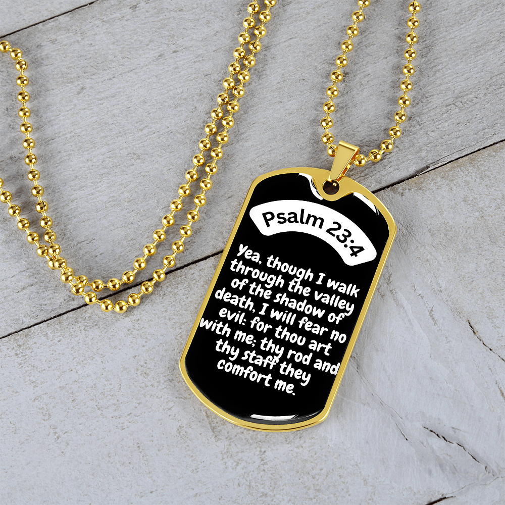 Psalm 23:4 Dog Tag Necklace