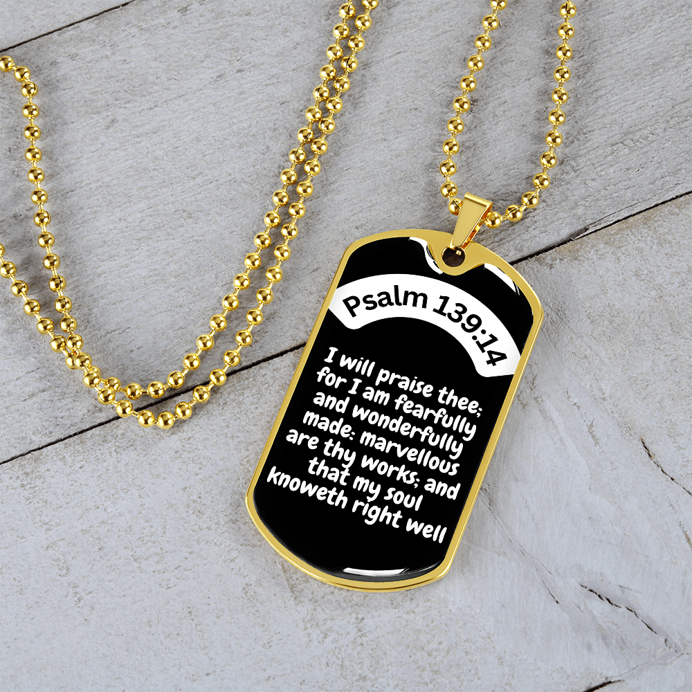 Psalm 139:14 Dog Tag Necklace