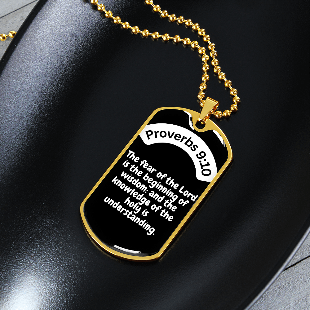 Proverbs 9:10 Dog Tag Necklace