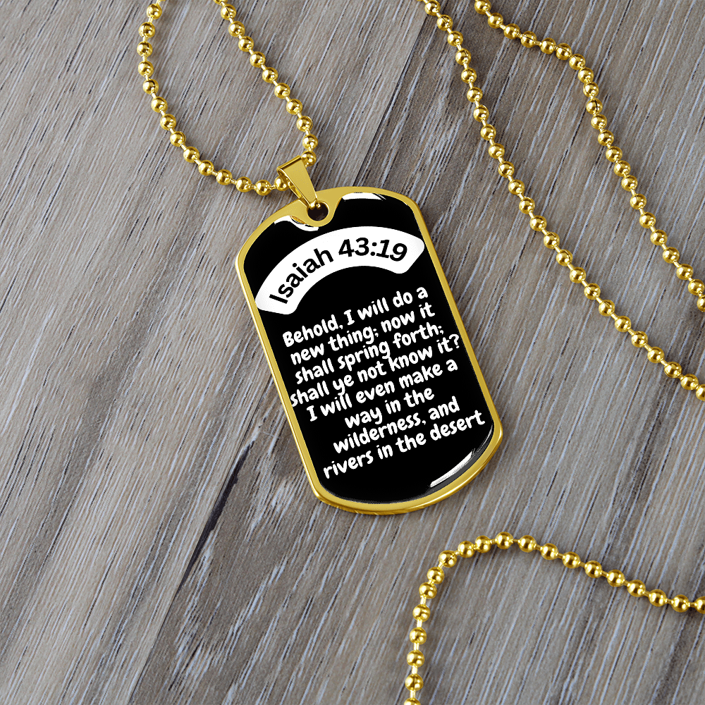 Isaiah 43:19 Dog Tag Necklace