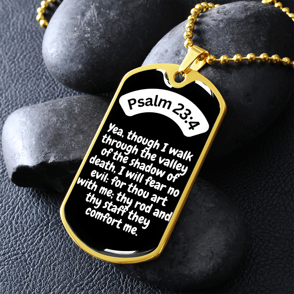 Psalm 23:4 Dog Tag Necklace