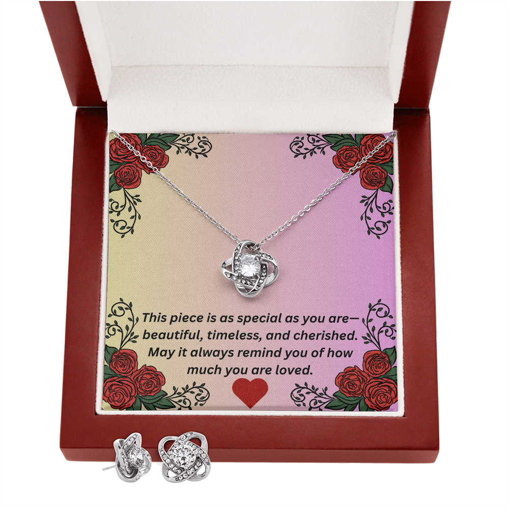 Love Knot Necklace & Earring Set – Gift for Her