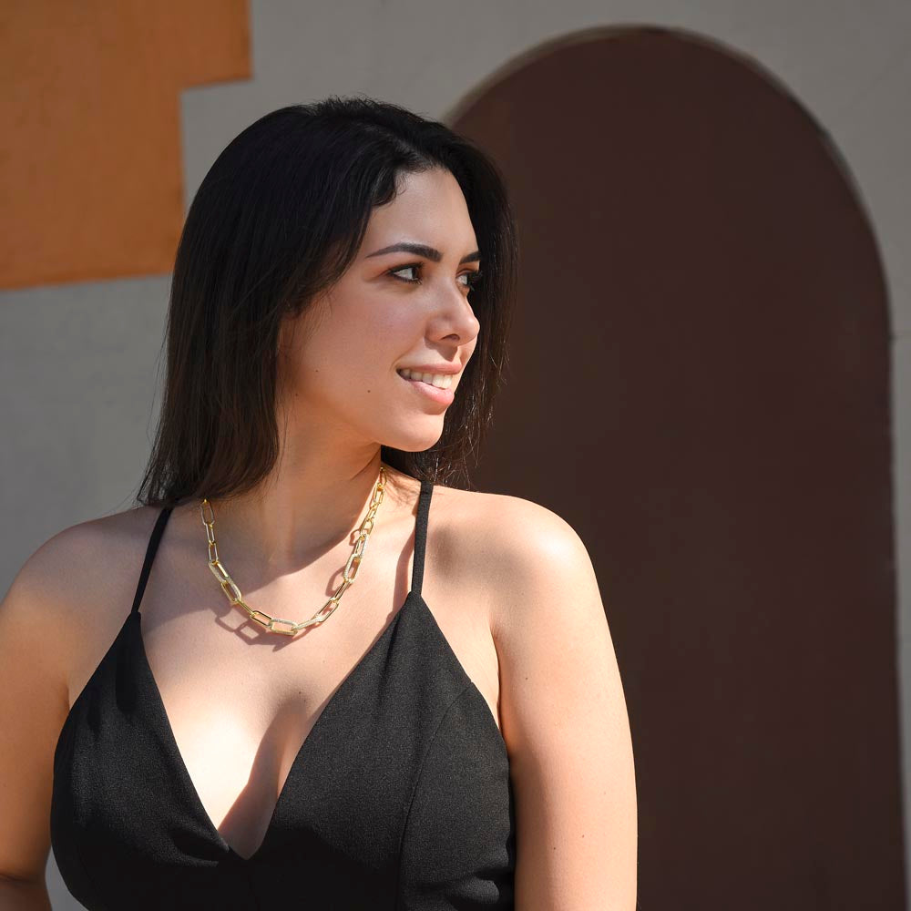 CZ Paperclip Chain Necklace