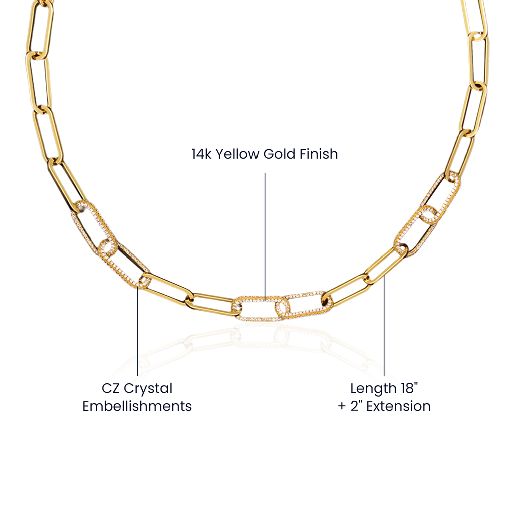CZ Paperclip Chain Necklace