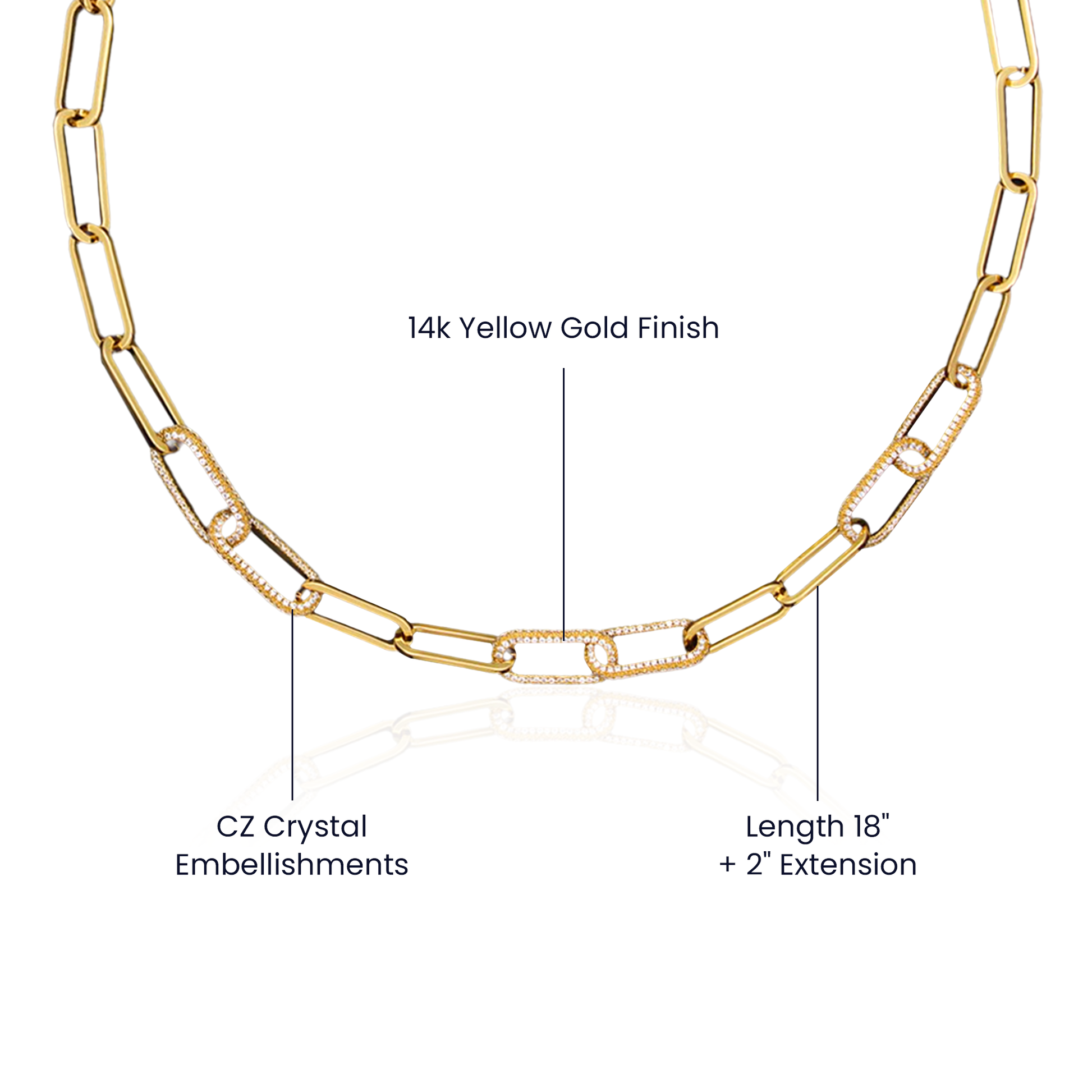 CZ Paperclip Chain Necklace