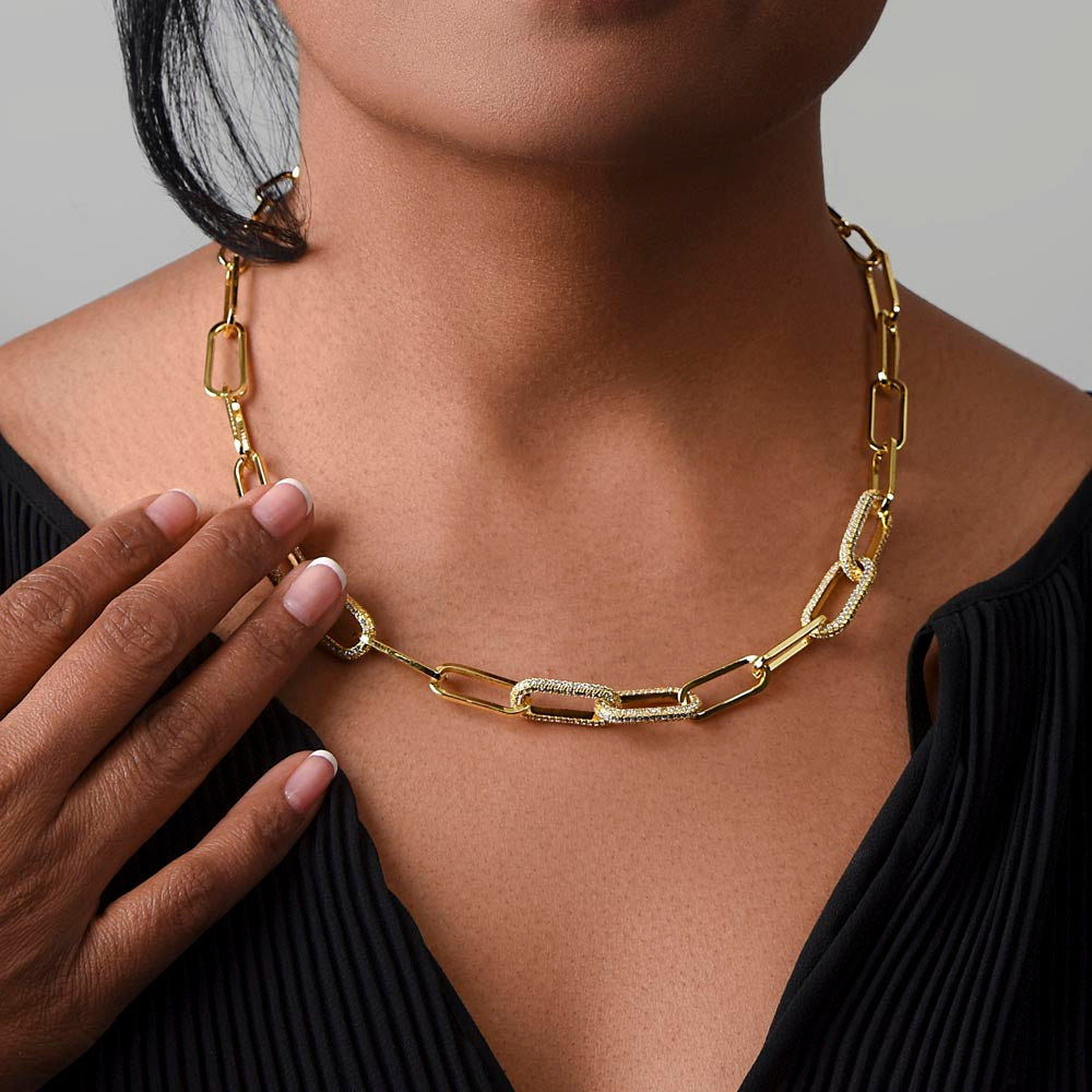 CZ Paperclip Chain Necklace