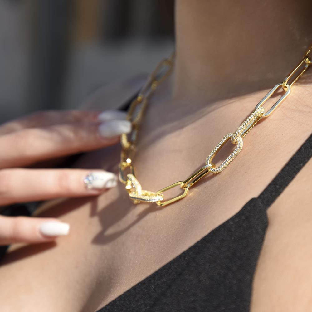CZ Paperclip Chain Necklace