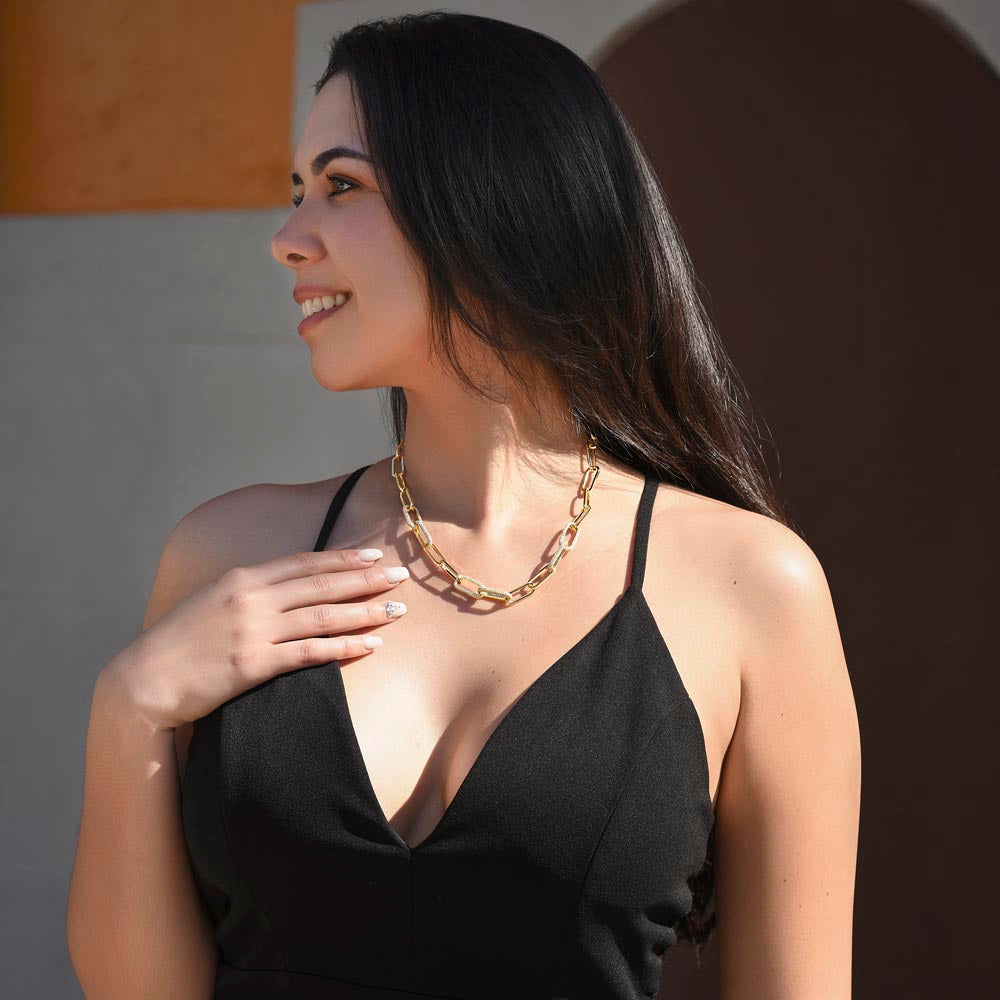 CZ Paperclip Chain Necklace