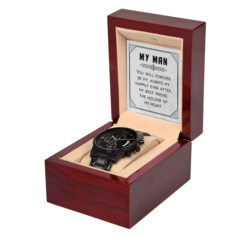 Black Chronograph Watch Gift for Him